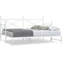 Daybed with Trundle without Mattress White 90x190 cm Steel