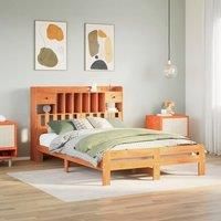 Bookcase Bed without Mattress Wax Brown 140x200cm Solid Wood Pine