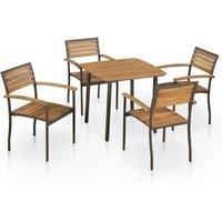 5 Piece Outdoor Dining Set Solid Acacia Wood and Steel