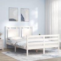 Bed Frame with Headboard White 140x190 cm Solid Wood