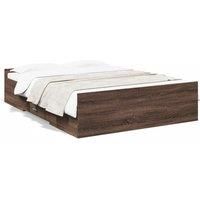 Bed Frame with Drawers without Mattress Brown Oak 135x190 cm Double