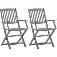 Folding Outdoor Chairs 2 pcs Solid Acacia Wood