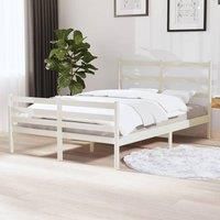 Bed Frame White Solid Wood Pine 120x190 cm Small Double