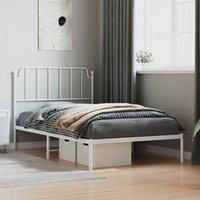Metal Bed Frame with Headboard White 107x203 cm