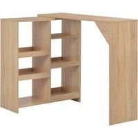 Bar Table with Moveable Shelf Oak 138x39x110 cm
