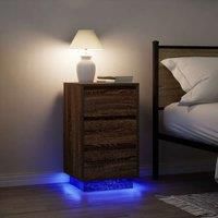 Bedside Cabinet with LED LightsBrown Oak 38x34x65 cm