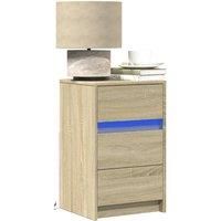 Bedside Cabinet with LED Lights Sonoma Oak Engineered Wood