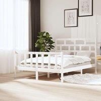 Bed Frame White Solid Wood Pine 140x200 cm