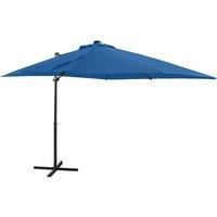 Cantilever Umbrella with Pole and LED Lights Azure Blue 250 cm