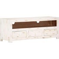TV Cabinet Solid Wood Acacia 110x30x40 cm White