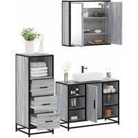 3 Piece Bathroom Furniture Set Grey Sonoma Engineered Wood