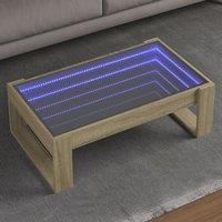 Coffee Table with Infinity LED Sonoma Oak 90x53x30 cm