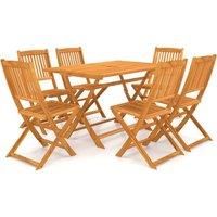 7 Piece Folding Garden Dining Set Solid Acacia Wood