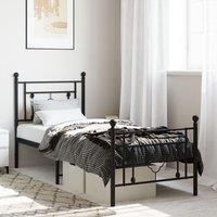 Metal Bed Frame without Mattress with Footboard Black 75x190cm