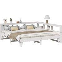 Bookcase Bed without Mattress White 200x200cm Solid Wood Pine