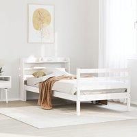 Bed Frame with Headboard without Mattress White 90x190 cm Single