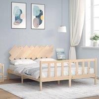 Bed Frame with Headboard 160x200 cm Solid Wood