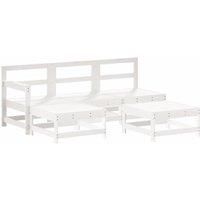 5 Piece Garden Lounge Set White Solid Wood Pine