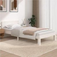 Bed Frame White Solid Wood Pine 100x200 cm