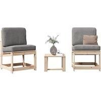 3 Piece Garden Lounge Set Solid Wood Pine