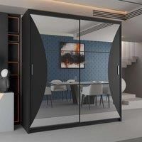Modern Double Sliding Wardrobe with Mirrored Doors W150cm x H217cm