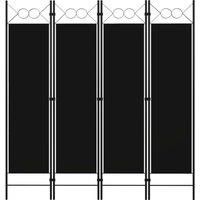4-Panel Room Divider Black 160x180 cm