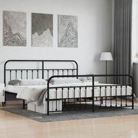 Metal Bed Frame with Headboard and Footboard Black 200x200 cm