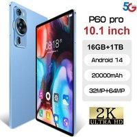 New Original P60 Pro 4G 5G Dual Sim Tablet Android 14 kids Tablet 10.1''HD Screen 20000mAh Tab 22GB+2TB Tablets PC With keyboard