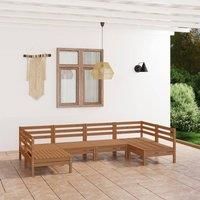 6 Piece Garden Lounge Set Honey Brown Solid Wood Pine