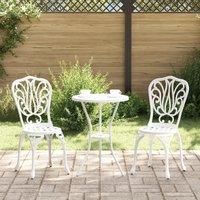 3-Piece Garden Bistro Set - White Cast Aluminum