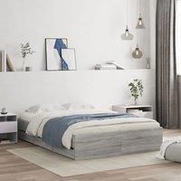 Bed Frame with Drawers without Mattress Grey Sonoma 120x200 cm