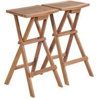 Folding Bar Stools 2 pcs Solid Teak Wood