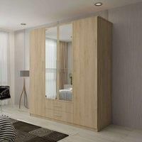 Modern 4 Door Hinged Wardrobe with LED Light W171cm x H198cm