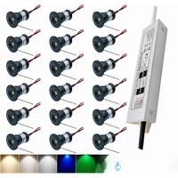 1W Mini Spotlight IP65 15mm Recessed Spot Leds Lights 12V Ceiling Downlight Stair Cabinet Spots Lamp with Transformer 110V-220V