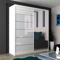 High Gloss Double Sliding Wardrobe with LED Light W 200 x H 217 x D 62