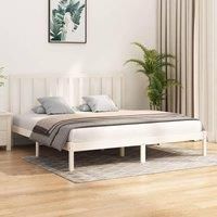 Bed Frame White Solid Wood Pine 200x200 cm