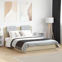Bed Frame with LED without Mattress Sonoma Oak 120x190 cm Small Double