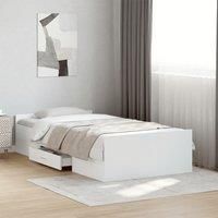 Bed Frame with Drawers without Mattress White 100x200 cm