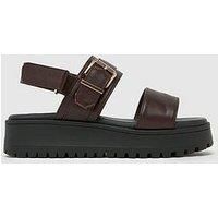 Schuh Wide Fit Tiana Chunky Buckle Sandals - Brown