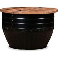 Coffee Table Solid Reclaimed Wood Black Barrel Shape