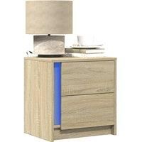 Bedside Cabinets with LED Lights 2 pcs Sonoma Oak Engineered Wood