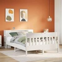 Bookcase Bed without Mattress White 160x200cm Solid Wood Pine