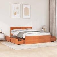 Bed Frame without Mattress Wax Brown 140x200 cm Solid Wood Pine