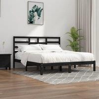 Bed Frame Black Solid Wood 200x200 cm