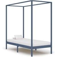 Canopy Bed Frame Grey Solid Pine Wood 100x200 cm