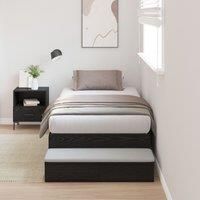 Storage Bed Frame Black Oak Engineered wood 75 x 190 cm Storage