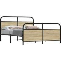 Metal Bed Frame without Mattress Sonoma Oak 160x200 cm