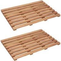 Bath Mats 2 pcs Solid Acacia Wood 56x37 cm