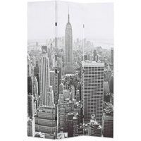 Folding Room Divider 120x170 cm New York by Day Black and White