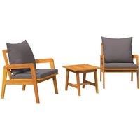 3 Piece Bistro Set with Cushions Solid Wood Acacia